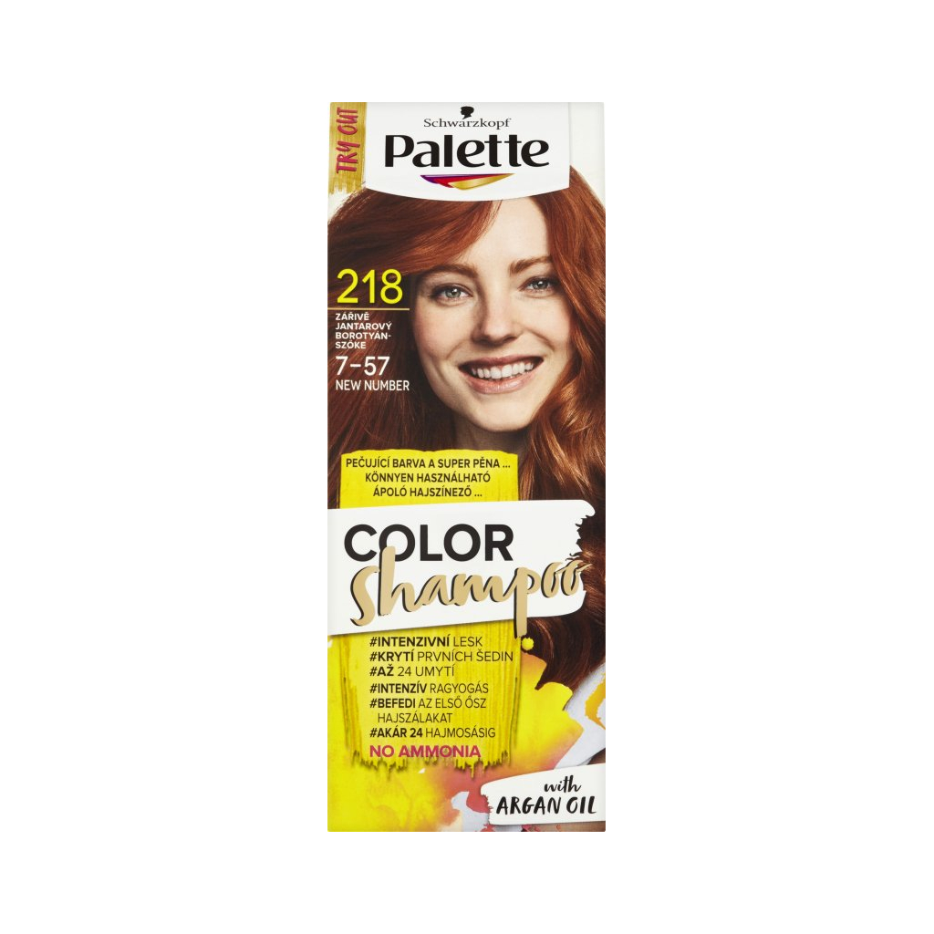 Schwarzkopf Palette Color Shampoo barva na vlasy 218 zářivě jantarová, 50 ml