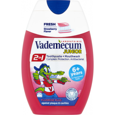 Vademecum Junior 2in1 Strawberry zubní pasta a ústní voda, 75 ml