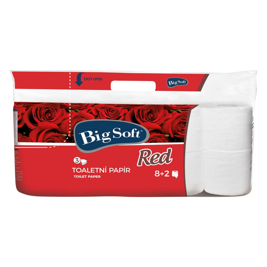 Big Soft Red 3vrstvý toaletní papír, role 200 útržků, 10 rolí