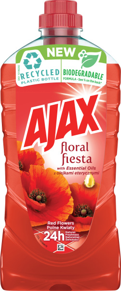 Ajax na podlahy a povrchy Floral Fiesta Red Flowers univerzální čistící prostředek, vlčíc mák, 1 l