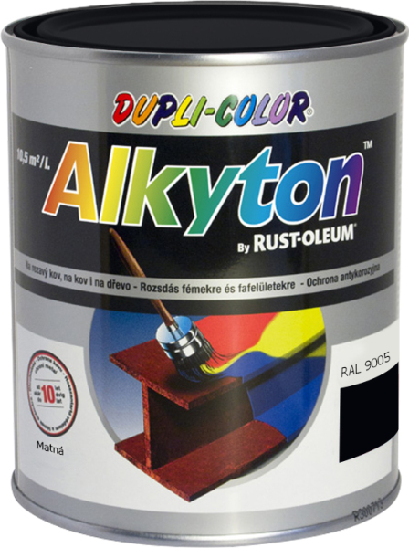 Dupli-Color Alkyton Mat, samozákladová barva na rez, Ral 9005 černá, 750 ml