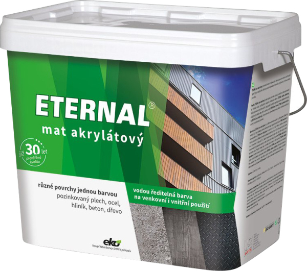 Eternal mat akrylátový univerzální barva na dřevo kov beton, 03 šedá středně, 10 kg