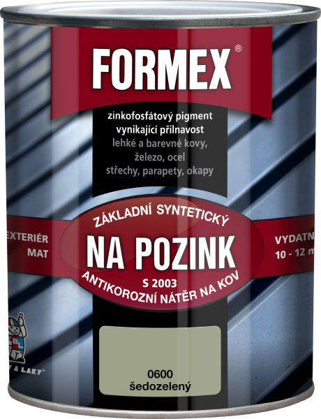 Formex S2003 základ na pozink základní barva na kov, 0600 šedozelený, 0,6 l