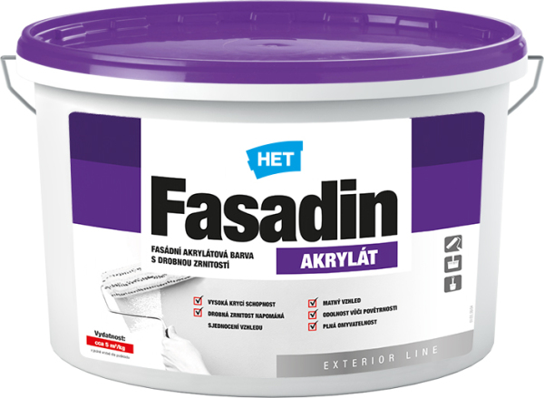 Het Fasadin fasádní barva s jemným zrnem, bílá, 7 kg