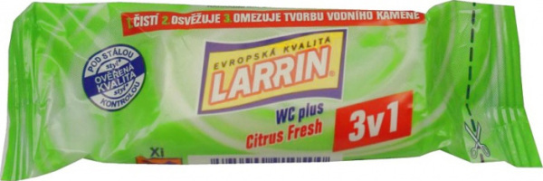 Larrin plus 3v1 Citrus Fresh WC blok, náhradní náplň, vůně citónu, 40 g