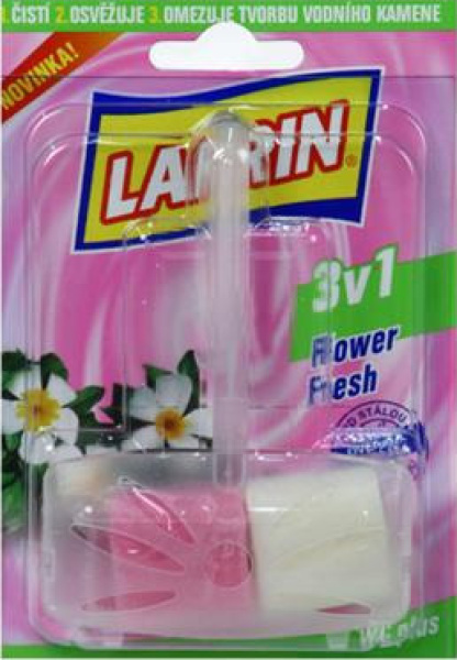 Larrin Plus 3v1 Flower Fresh WC blok včetně držáku, vůně květin, 40 g