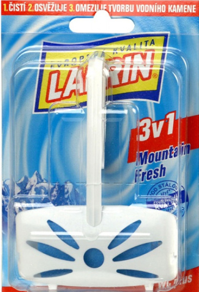 Larrin Plus 3v1 Mountain Fresh WC blok včetně držáku, vůně hor, 40 g