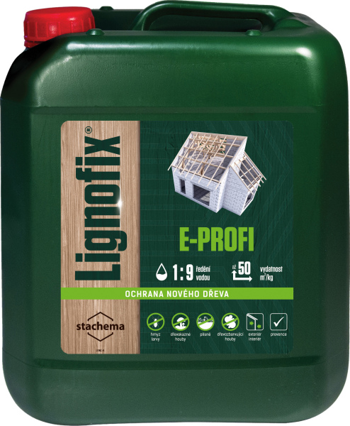 Lignofix E-profi prevence proti hmyzu, plísním, houbám, hnědý, 5 kg Doprodej, EXP. 01/25