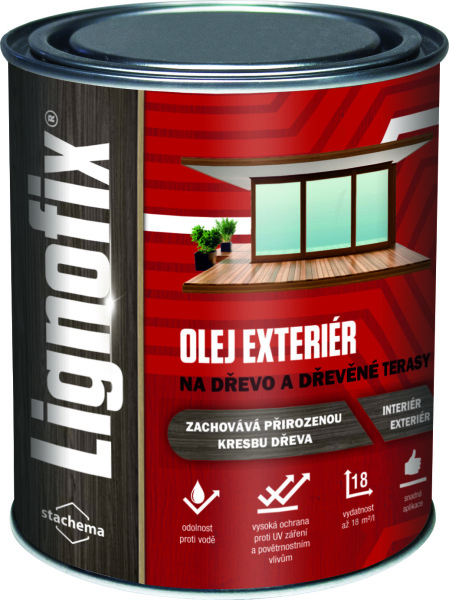 Lignofix olej exteriér na dřevěné povrchy, UV odolný, bezbarvý, 600 ml