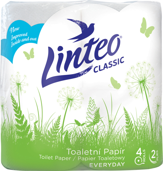 Linteo Classic 2vrstvý toaletní papír, role 150 útržků a 15 m, 4 role