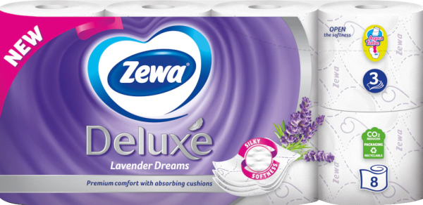 Zewa Deluxe Lavender Dreams 3vrstvý toaletní papír, 19,3 m, 8 rolí