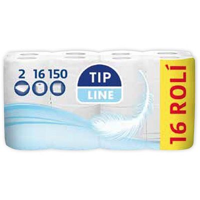 Tip Line Toaletní papír 100% celuloza 16 rolí 16x150 útržků 2vrstvý 