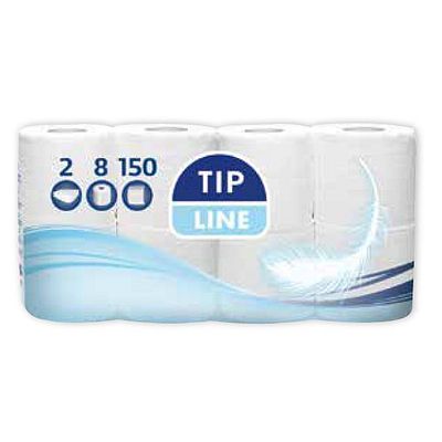 Tip Line Toaletní papír 100% celuloza 8 rolí 8x150 útržků 2vrstvý 