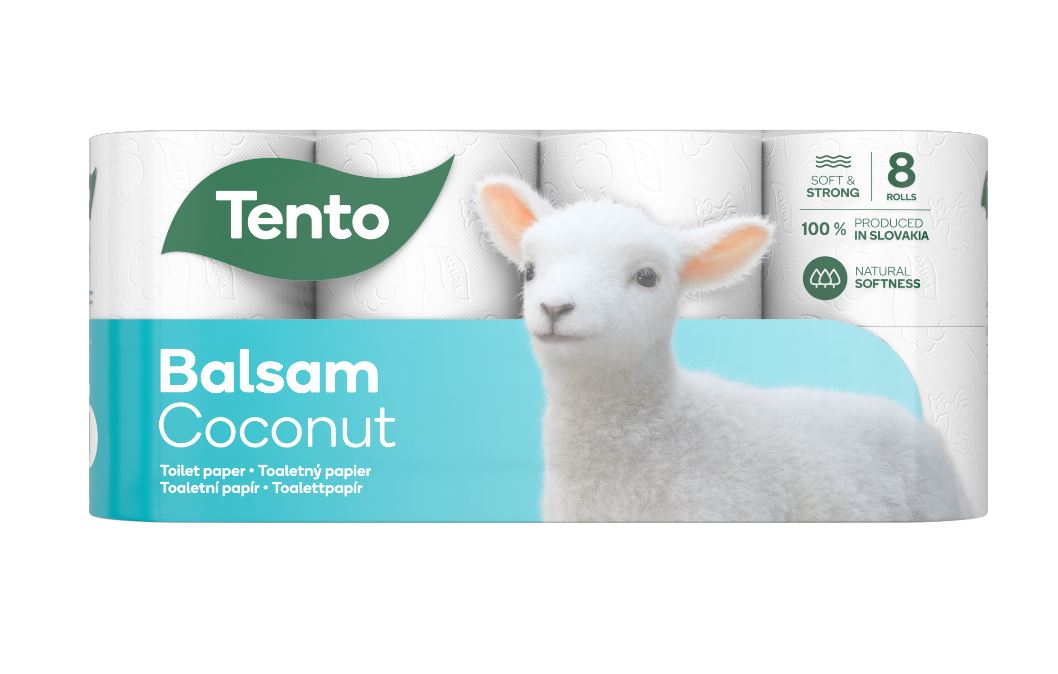 Tento Balsam Coconut, 3vrstvý toaletní papír, s kokosovým mlékem, 8 rolí