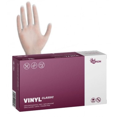 Vinylové rukavice VINYL CLASSIC 100 ks, pudrované, bílé, 4,8 g - vel. M