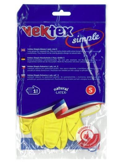 Balhome Vektex latexové úklidové rukavice žluté, S