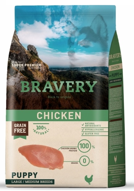 BRAVERY dog PUPPY Large Medium Grain Free chicken 4kg